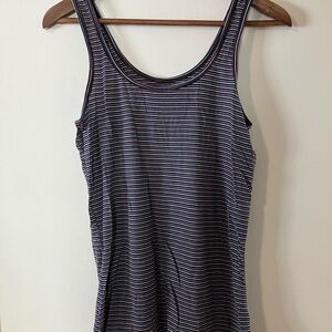 Icebreaker Navy and White Striped Tank Top